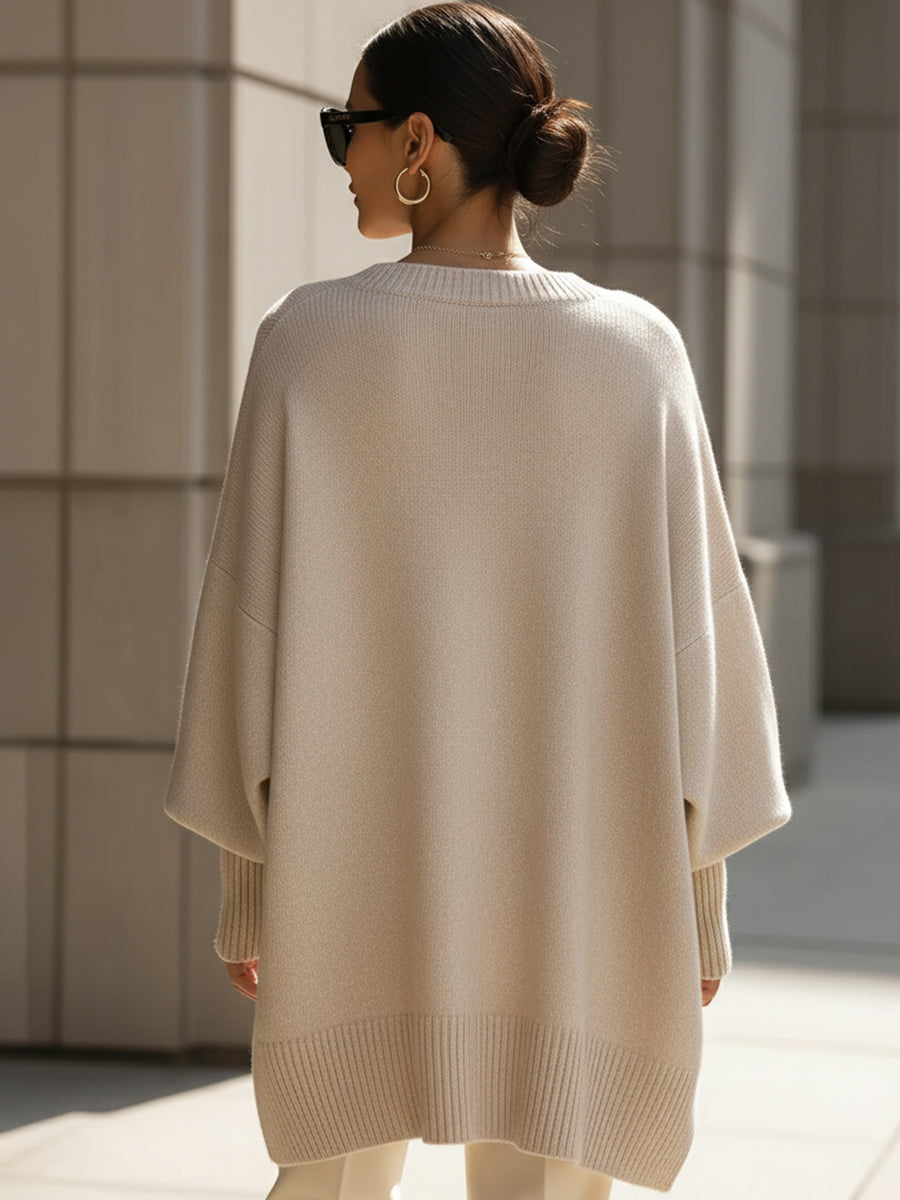 Sylvie | Oversized Jumper Cream Wool Round Neck for Women