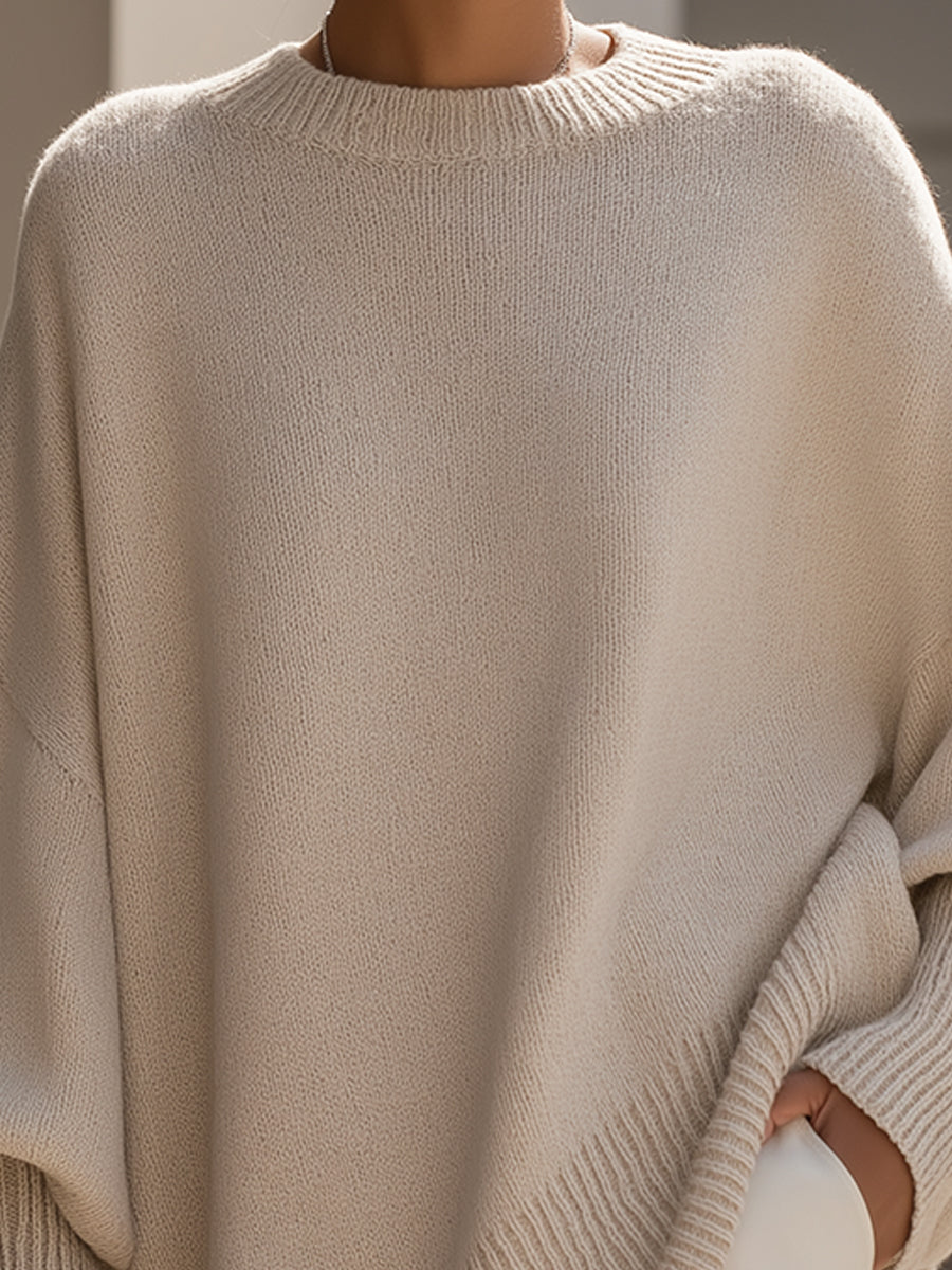 Sylvie | Oversized Jumper Cream Wool Round Neck for Women