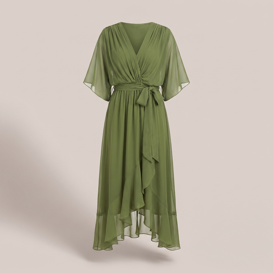 ANWEN V-NECK MIDI DRESS
