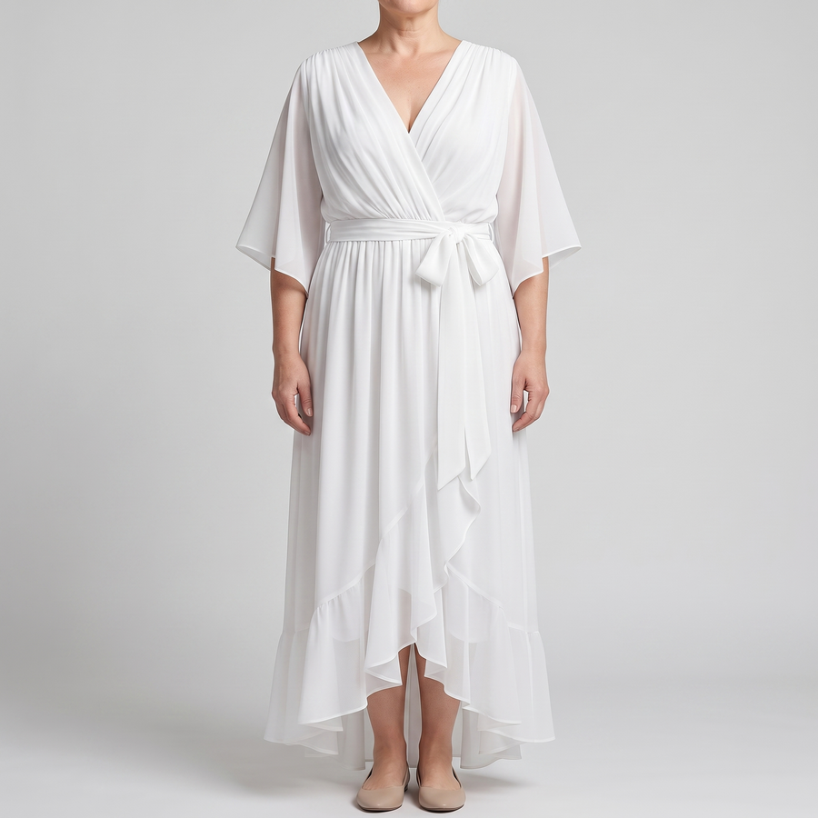 ANWEN V-NECK MIDI DRESS