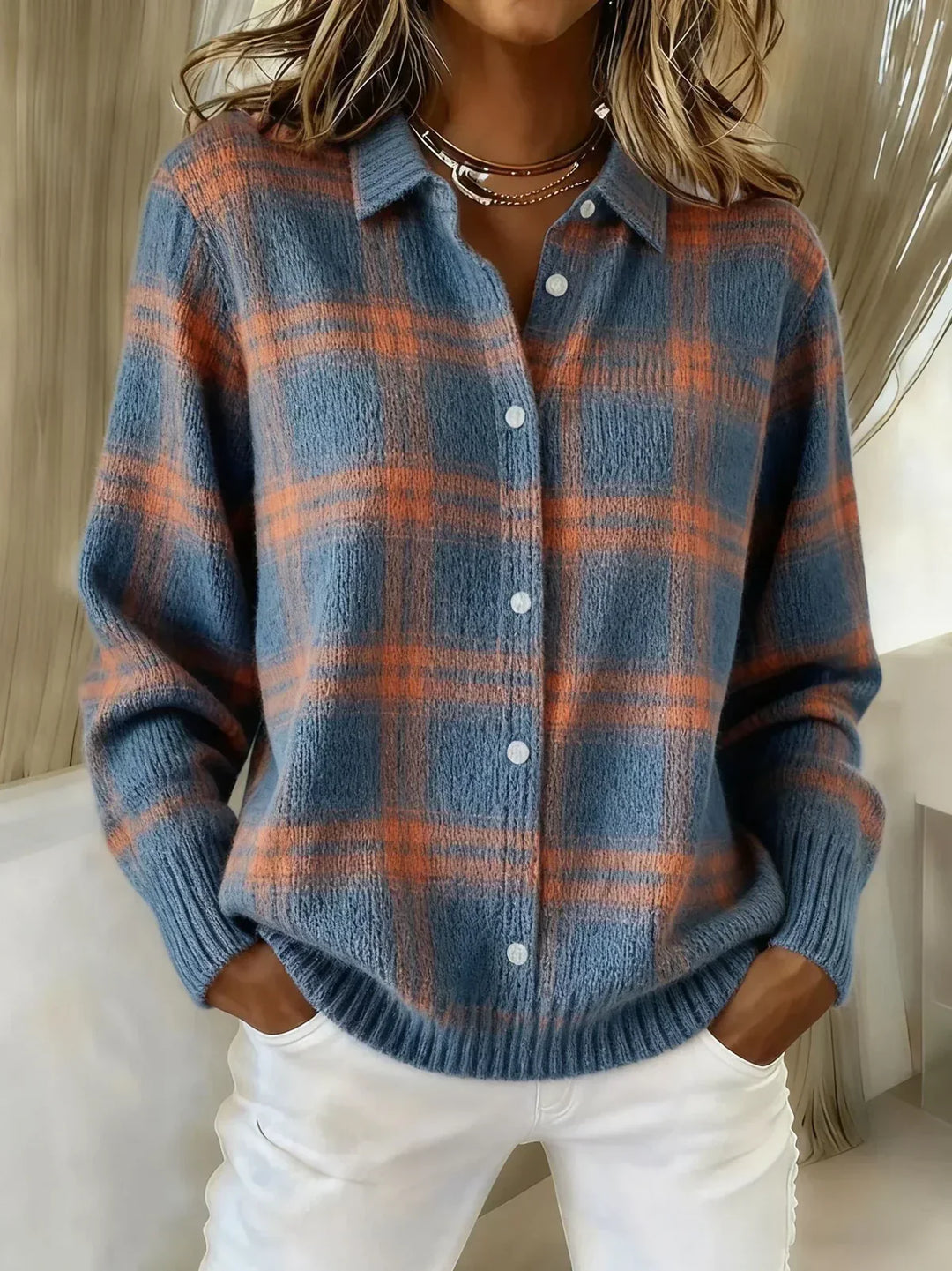 ANNA | CHECK KNIT CARDIGAN