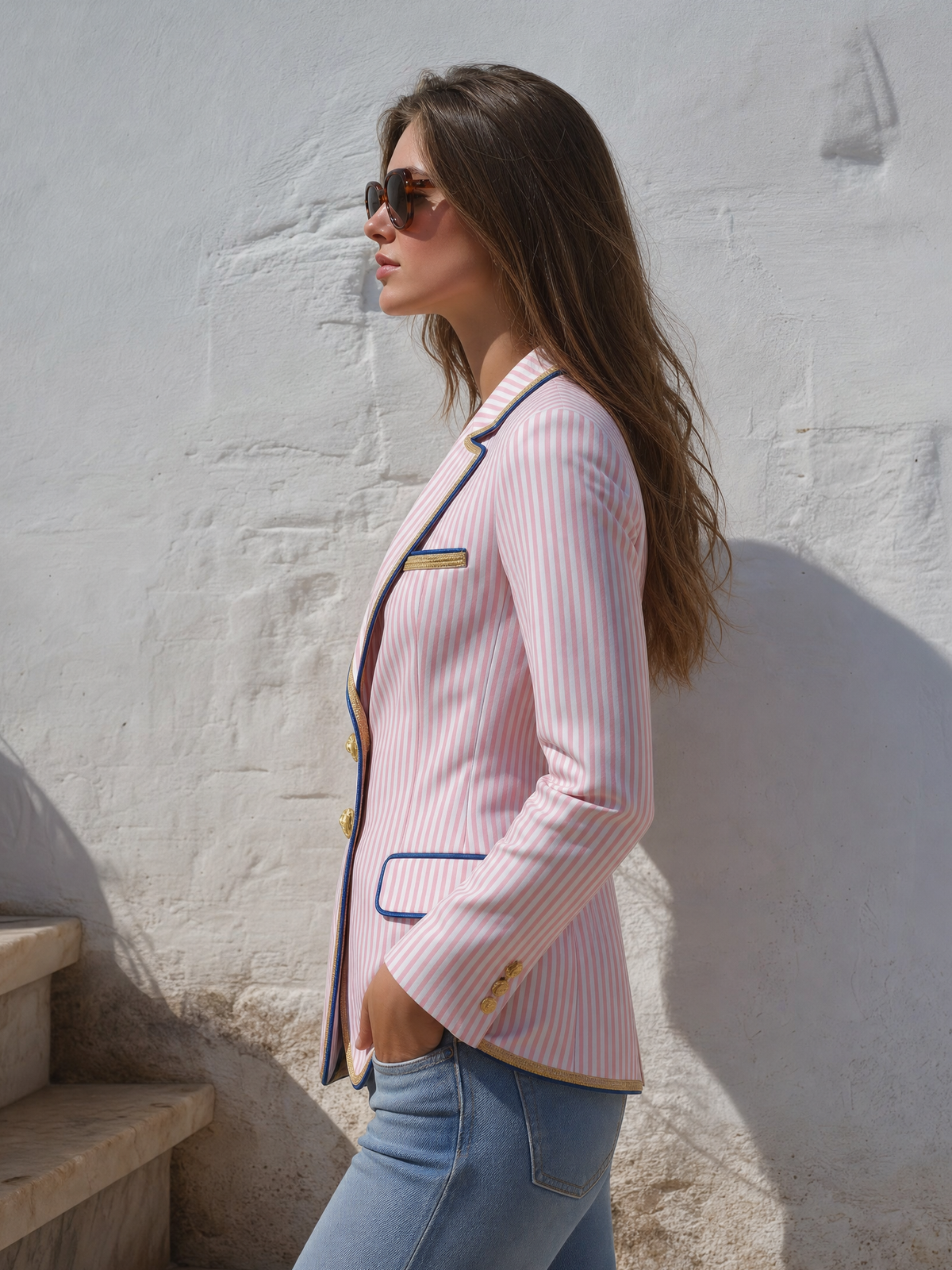 Tailored Striped Blazer for Women – Resort Style