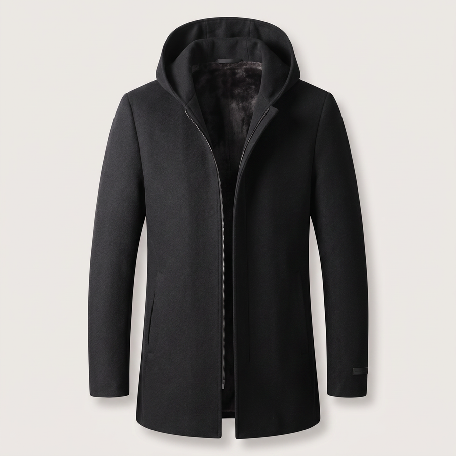100% WOOLEN HOODED COAT