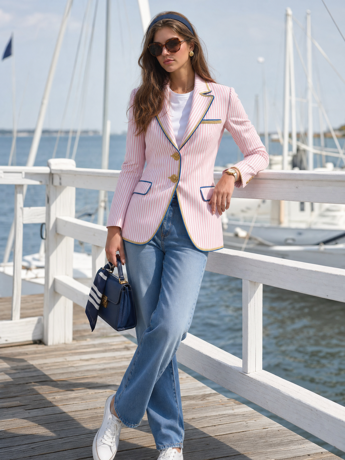 Tailored Striped Blazer for Women – Resort Style