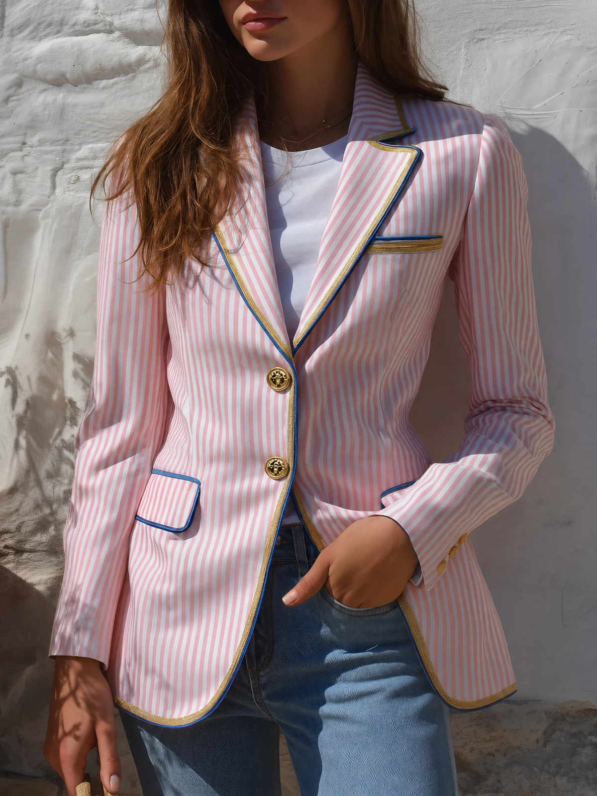 Tailored Striped Blazer for Women – Resort Style