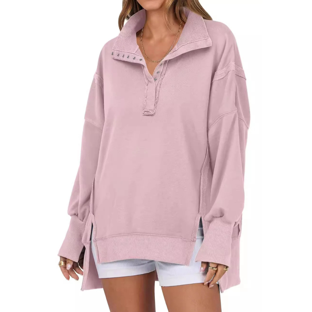 VERON™ - Loose Fit High-Low Split Hem Casual Sweatshirt