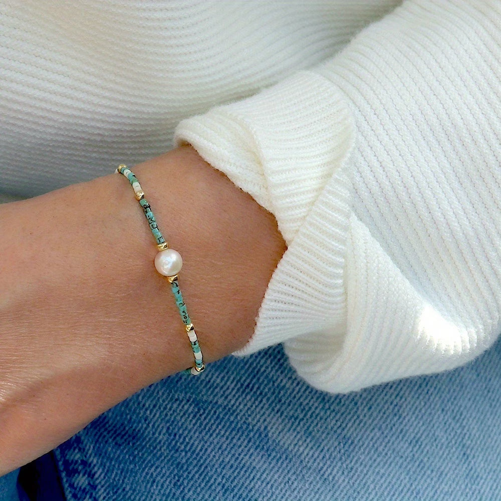 TESSA | MINIMAL TURQUOISE AND PEARL BRACELET