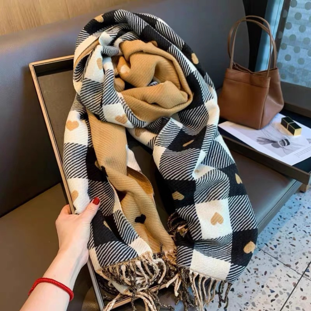 ZOLANI™ - Comfy Warm Plaid Double Side Tassel Scarf