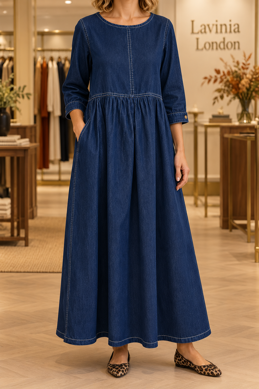 Zephyrelle - Vintage Denim Maxi Dress