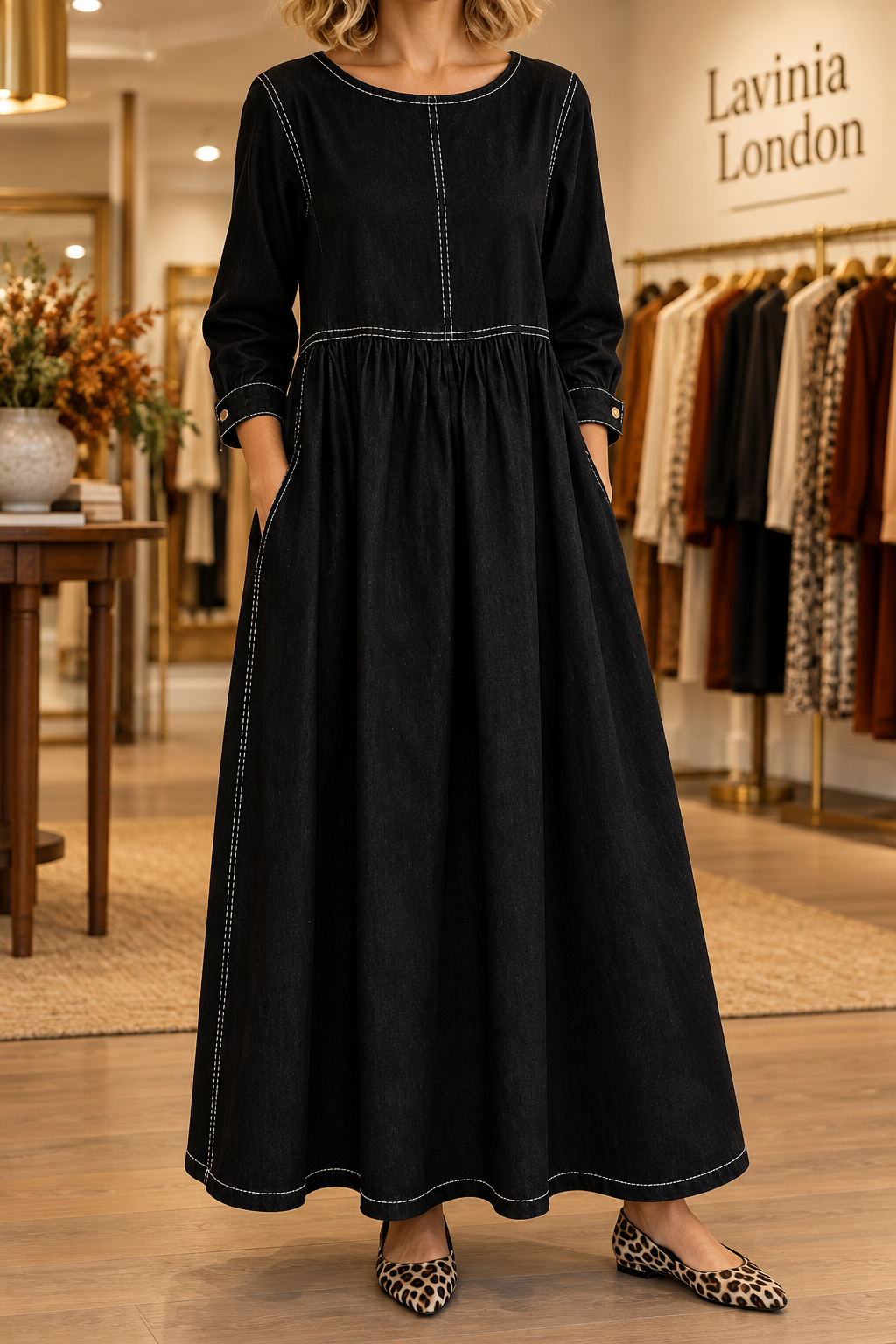 Zephyrelle - Vintage Denim Maxi Dress
