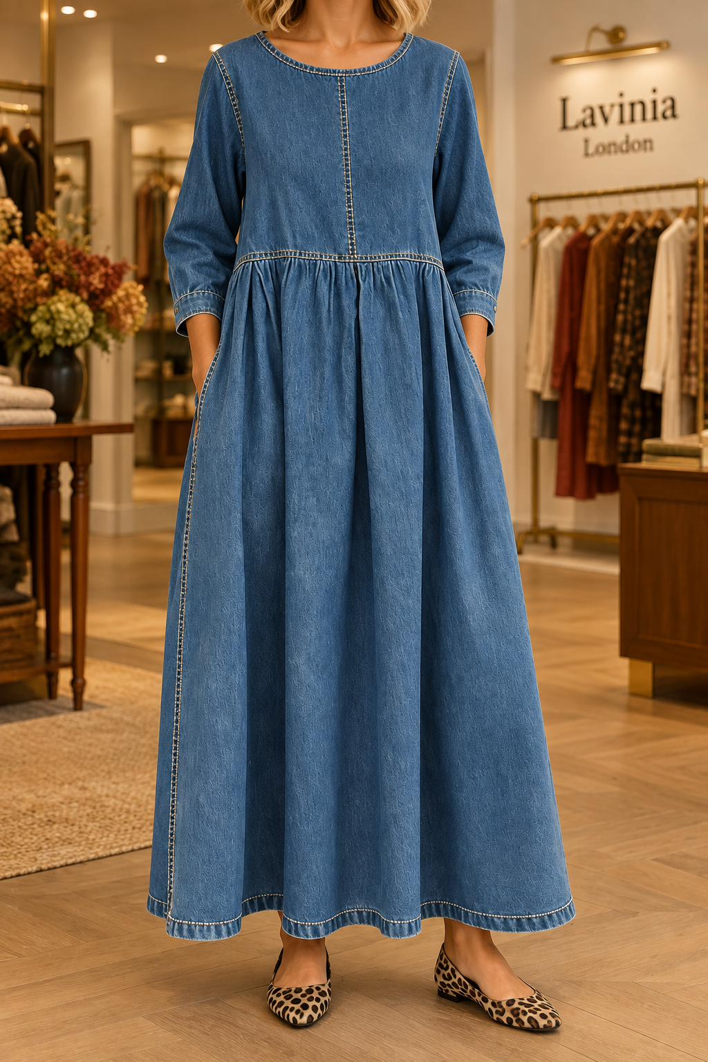 Zephyrelle - Vintage Denim Maxi Dress
