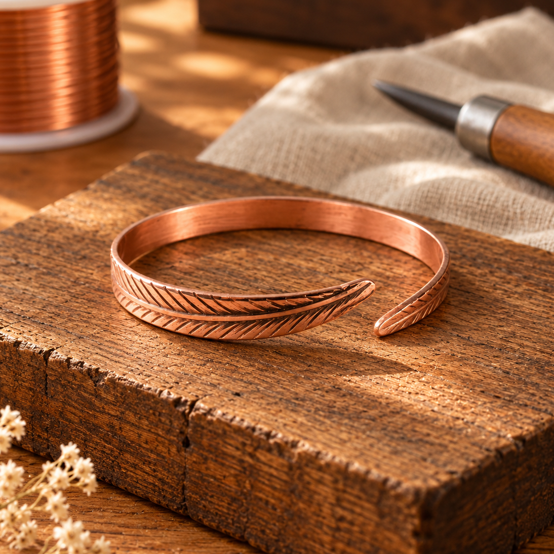 MAISIE | FEATHERED COPPER BRACELET