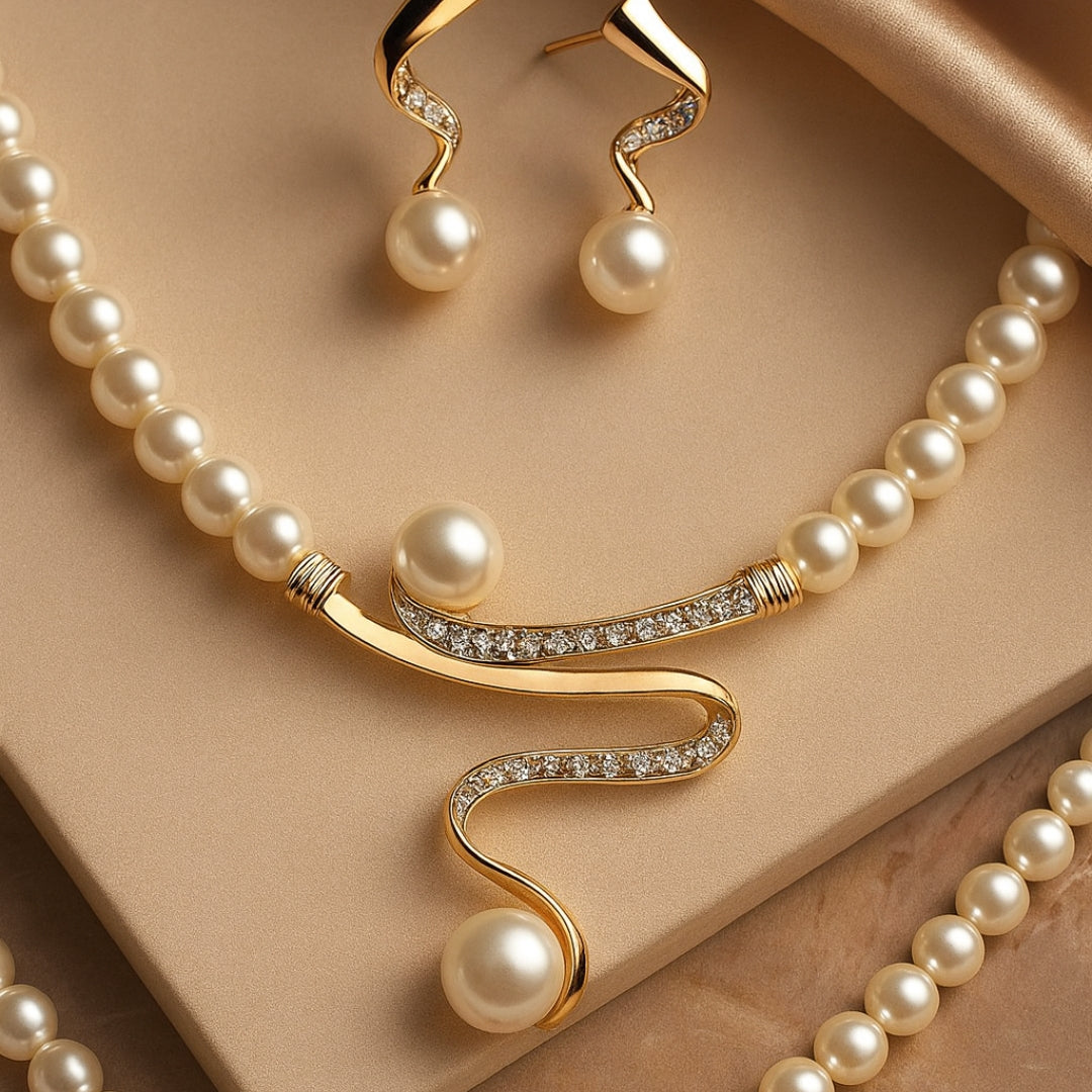 SERAPHINA | ELEGANT WAVE PEARL JEWELRY SET