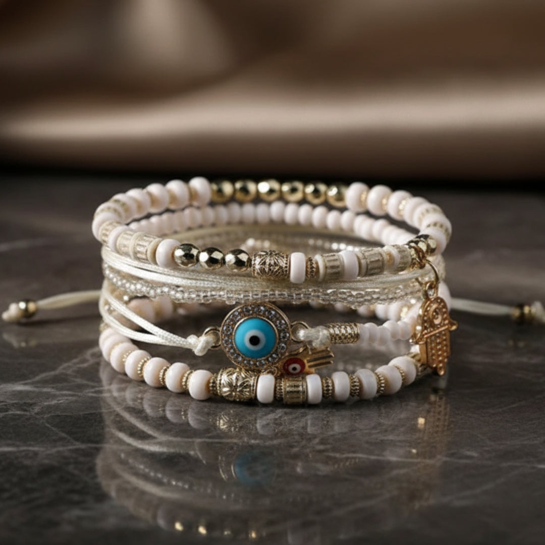 AMARA | ELEGANT GOLD HAMSA BRACELET BUNDLE
