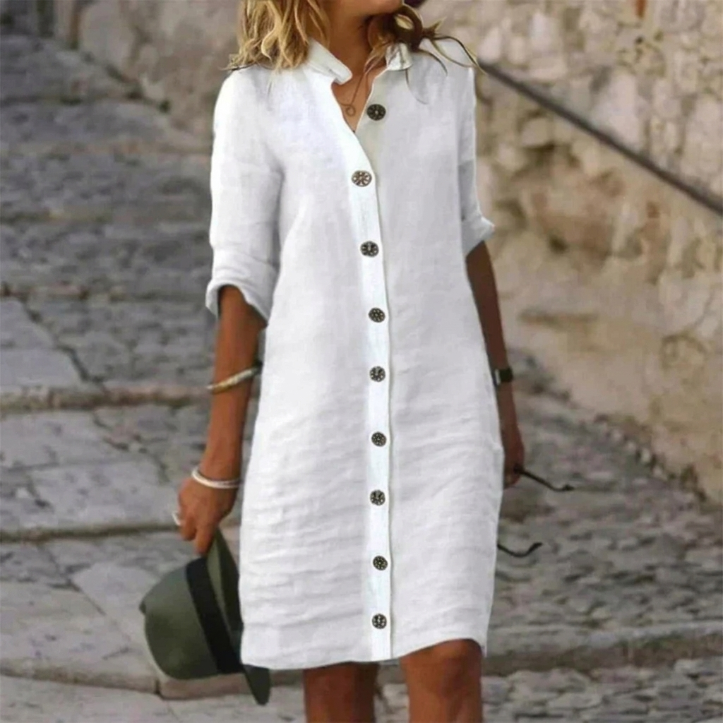 HOLLINMERE BUTTON-FRONT SHIRT DRESS