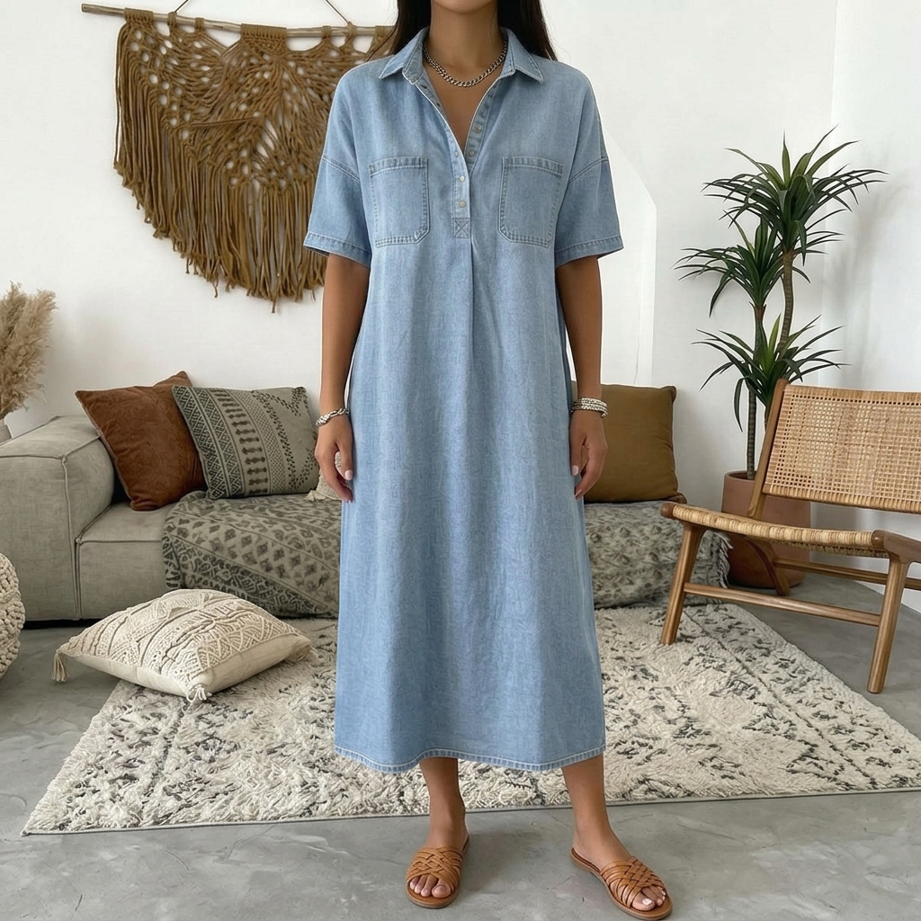 ROXLEY POCKET DENIM SHIRT DRESS
