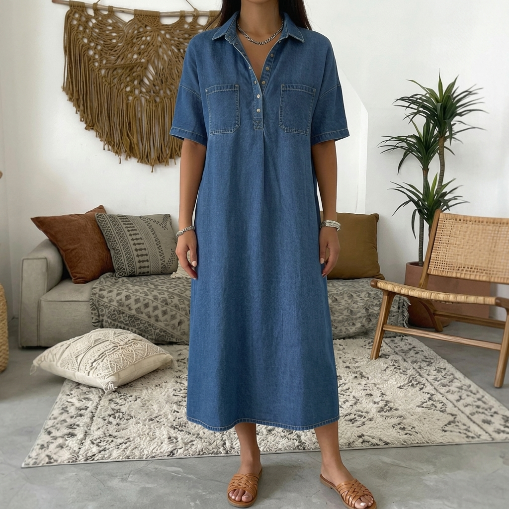 ROXLEY POCKET DENIM SHIRT DRESS