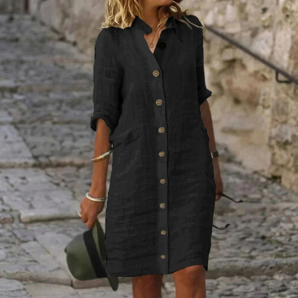 HOLLINMERE BUTTON-FRONT SHIRT DRESS