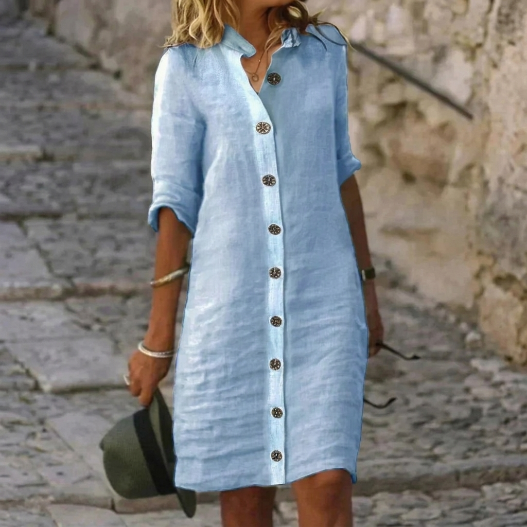 HOLLINMERE BUTTON-FRONT SHIRT DRESS