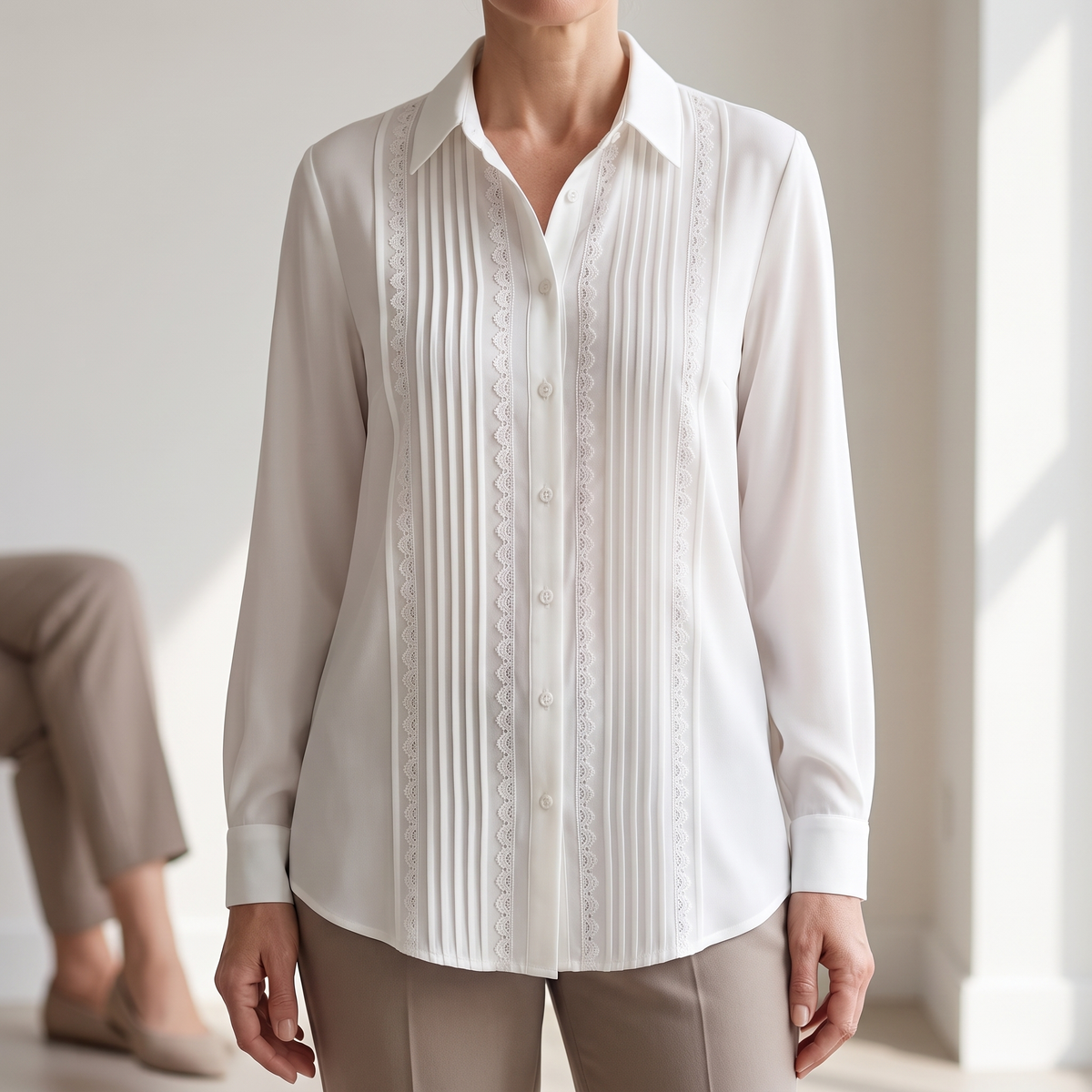 AMELIA PLEATED LACE TOP