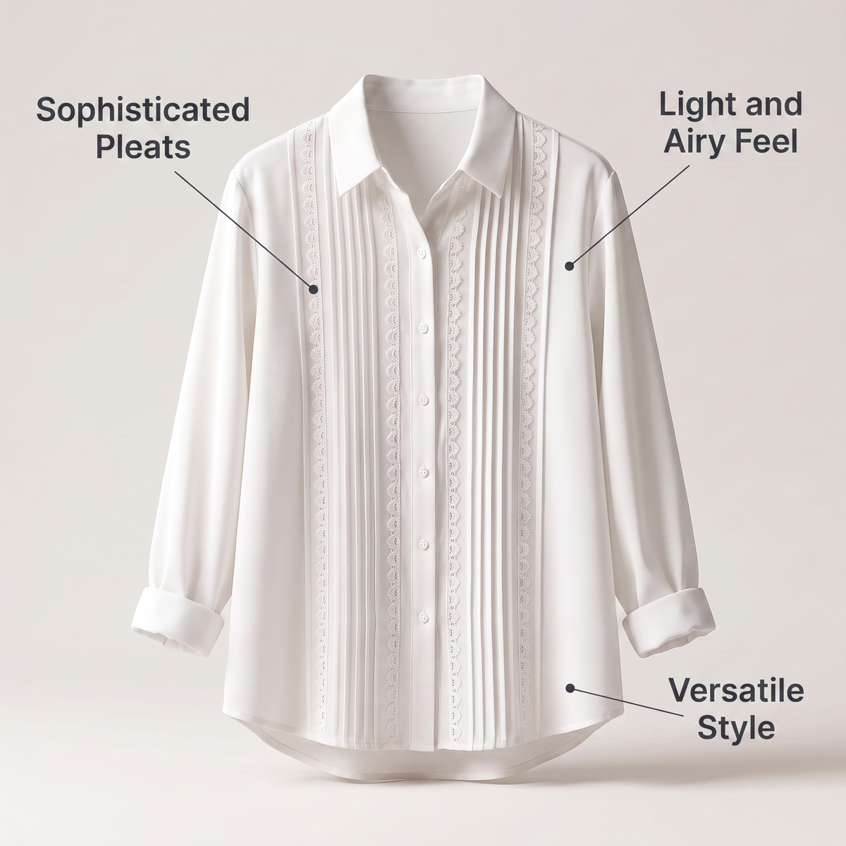 AMELIA PLEATED LACE TOP