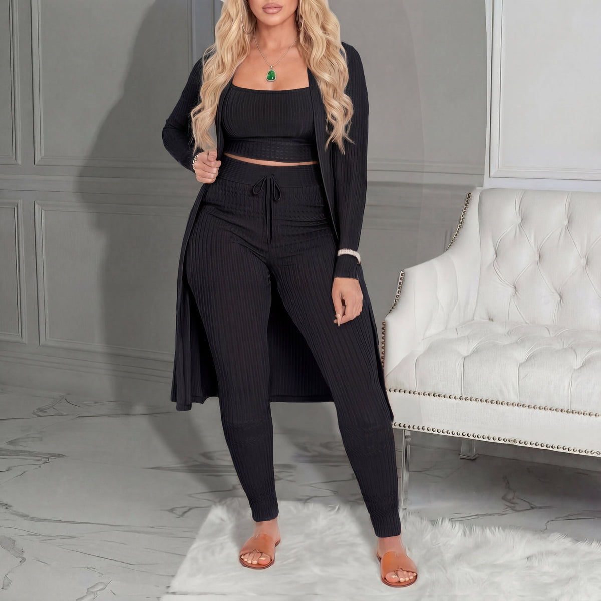 AMARIE™ - Cozy Three Piece Cardigan & Leggings Co-Ord Set