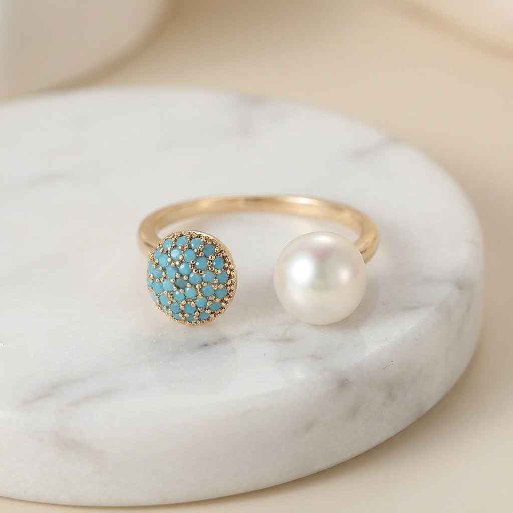 TALIA | PEARL AND TURQUOISE BEAUTY RING