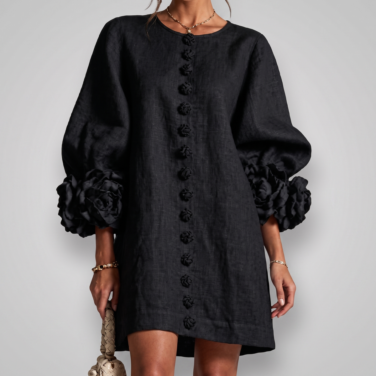 Monique™ | Rosette Sleeve Shift Dress
