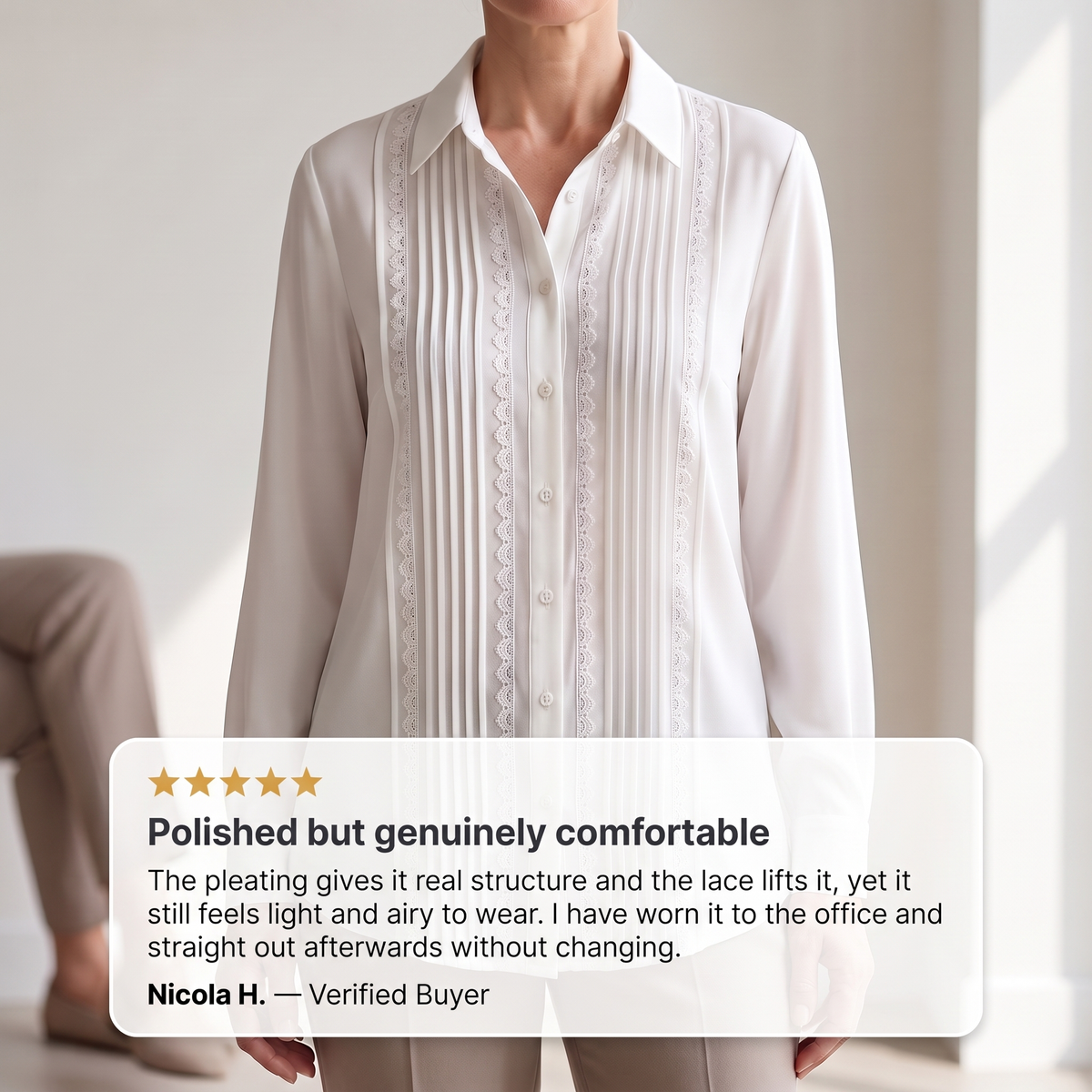 AMELIA PLEATED LACE TOP