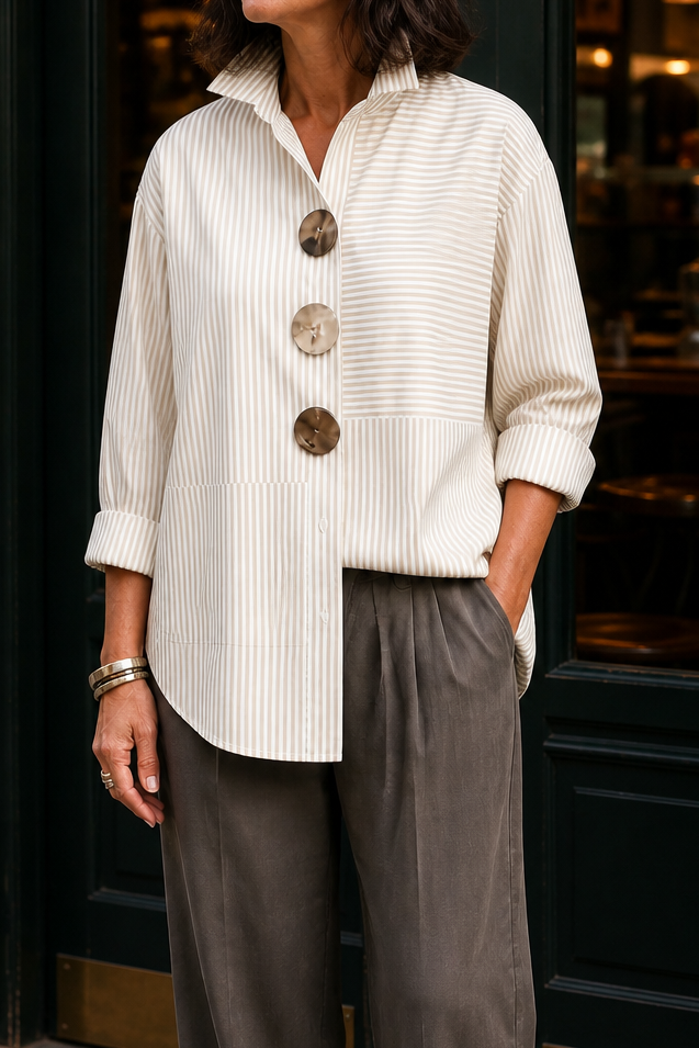 Marlowe Striped Stand Collar Shirt