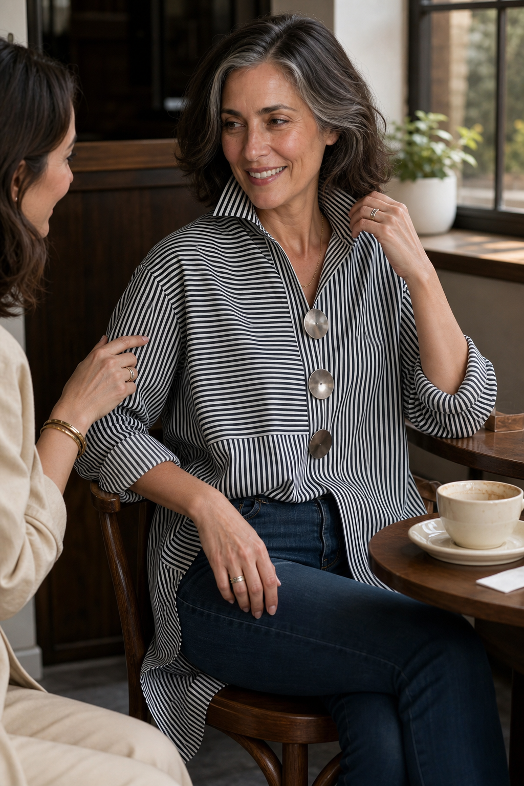 Marlowe Striped Stand Collar Shirt