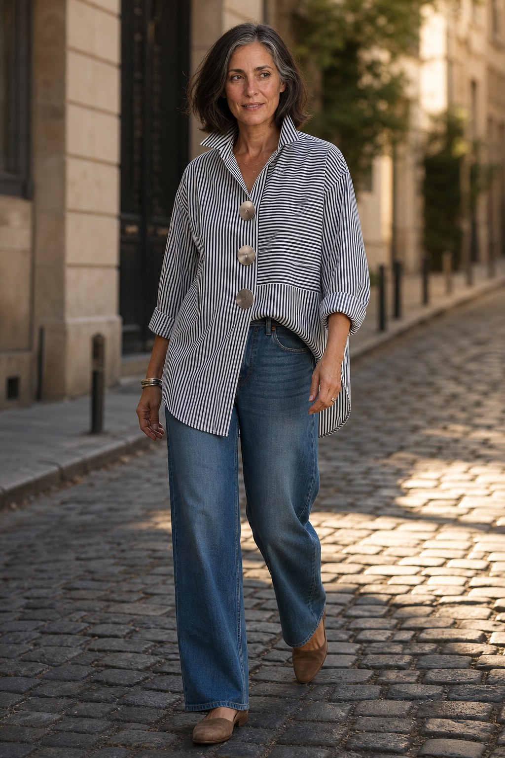 Marlowe Striped Stand Collar Shirt