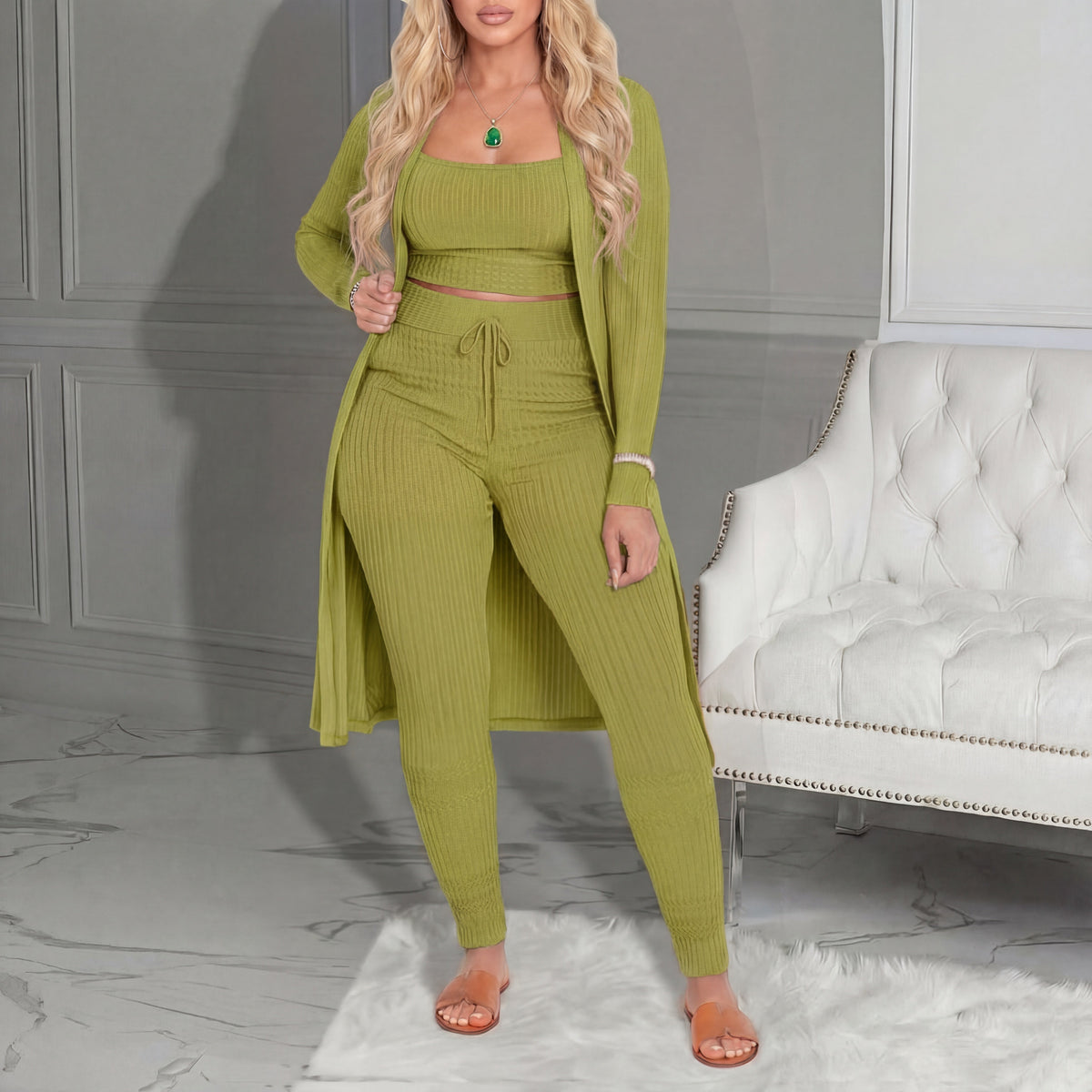 AMARIE™ - Cozy Three Piece Cardigan & Leggings Co-Ord Set