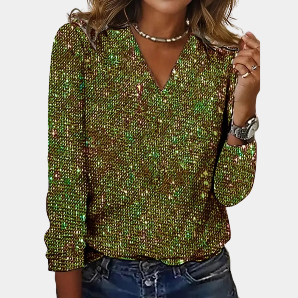 Celeste Glitter V-Neck Top
