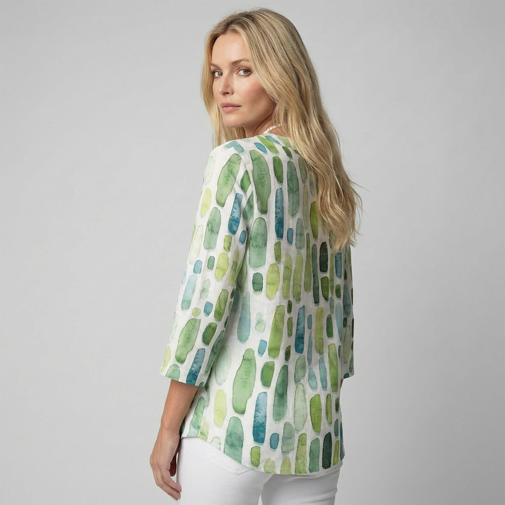 Isla Watercolour V-Neck Blouse