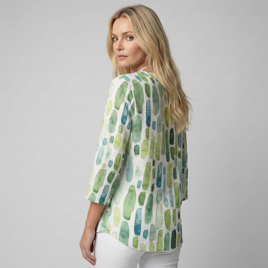 Isla Watercolour V-Neck Blouse