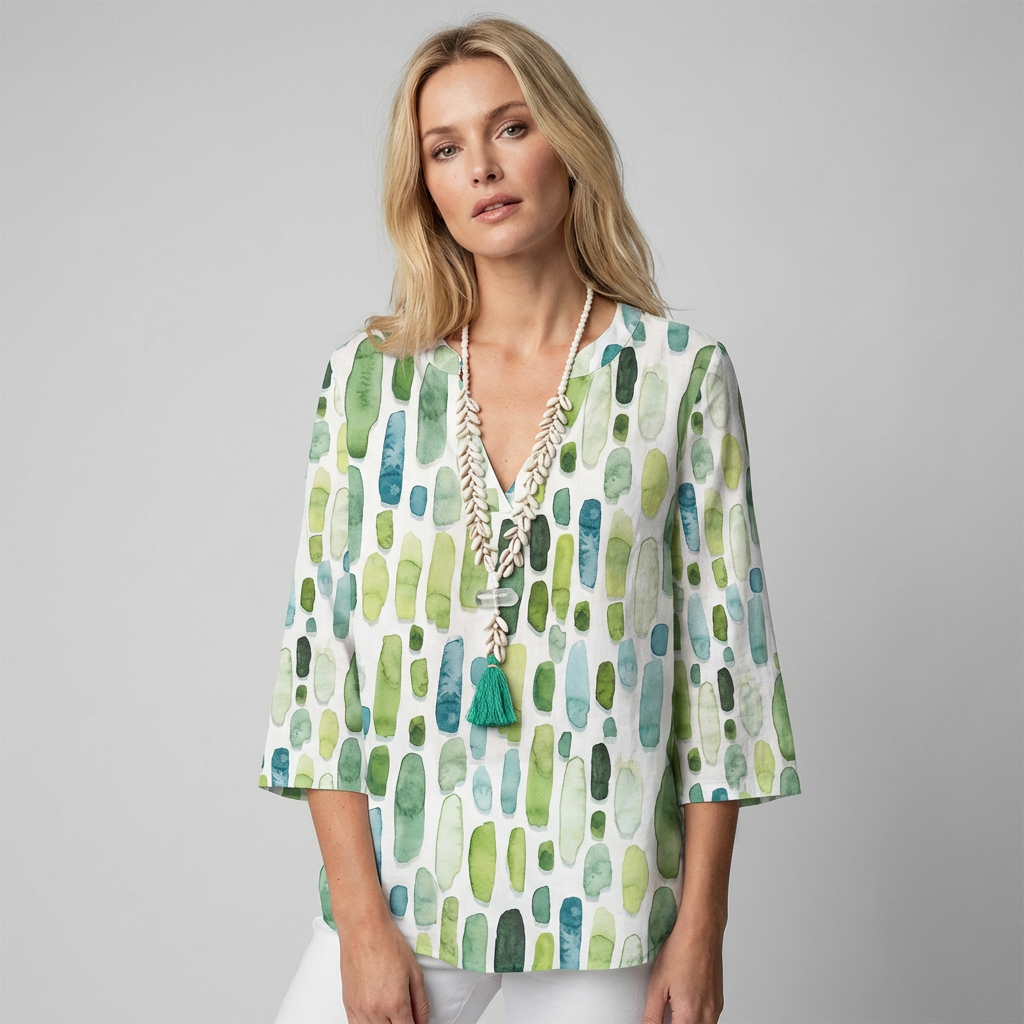 Isla Watercolour V-Neck Blouse