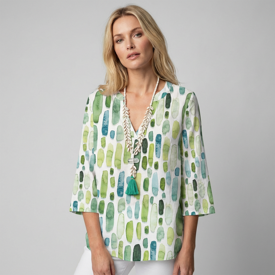Isla Watercolour V-Neck Blouse
