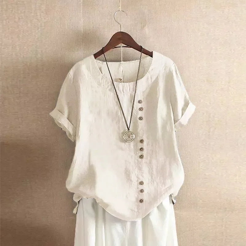 Florence Button Short Sleeve Top