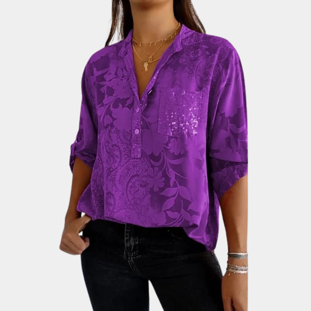 Beatrice Jacquard Button-Front Shirt