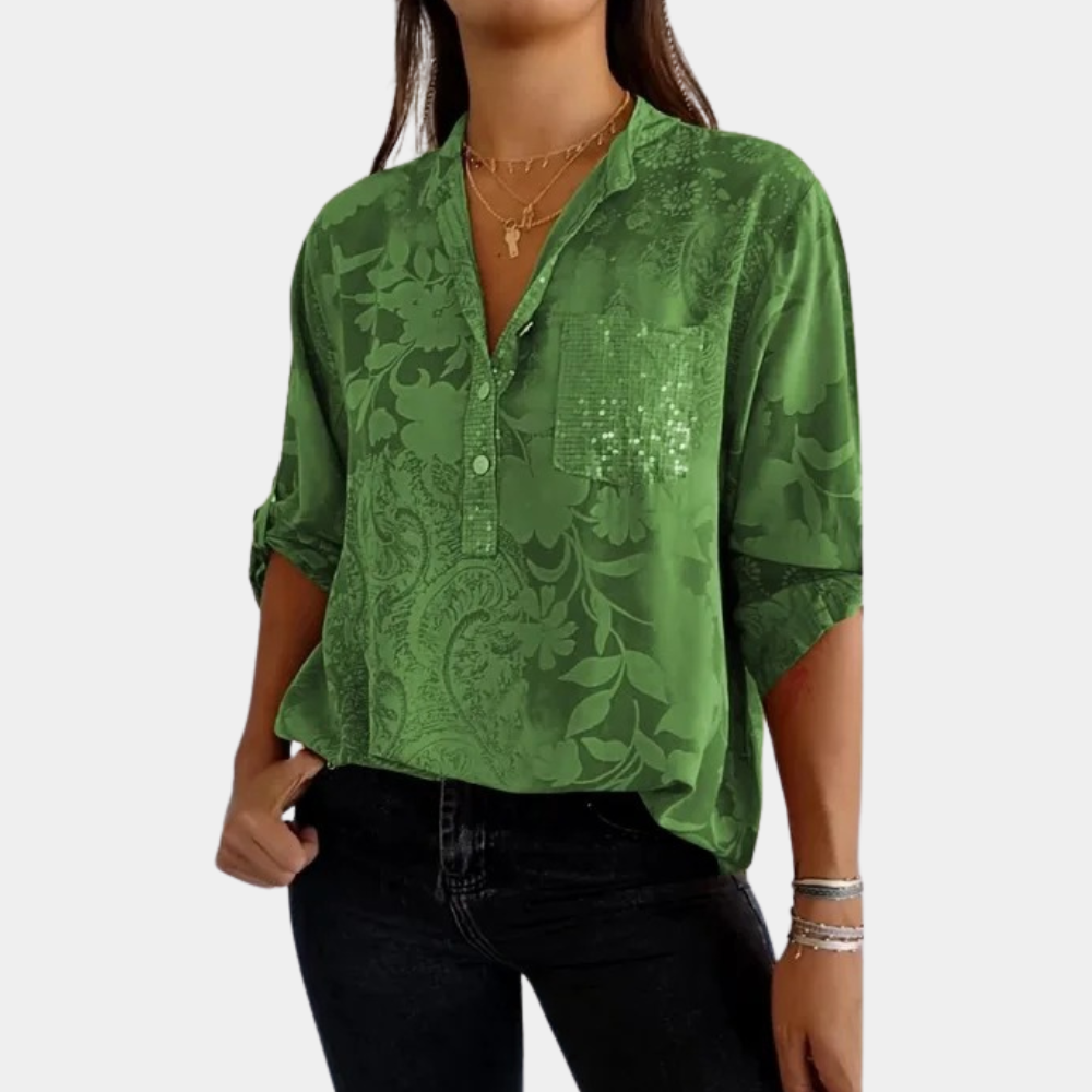 Beatrice Jacquard Button-Front Shirt