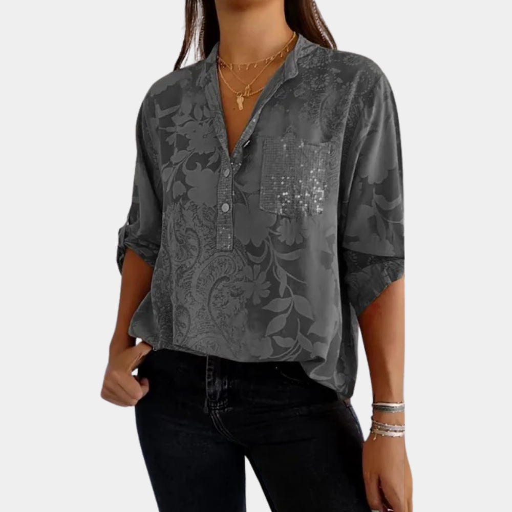 Beatrice Jacquard Button-Front Shirt