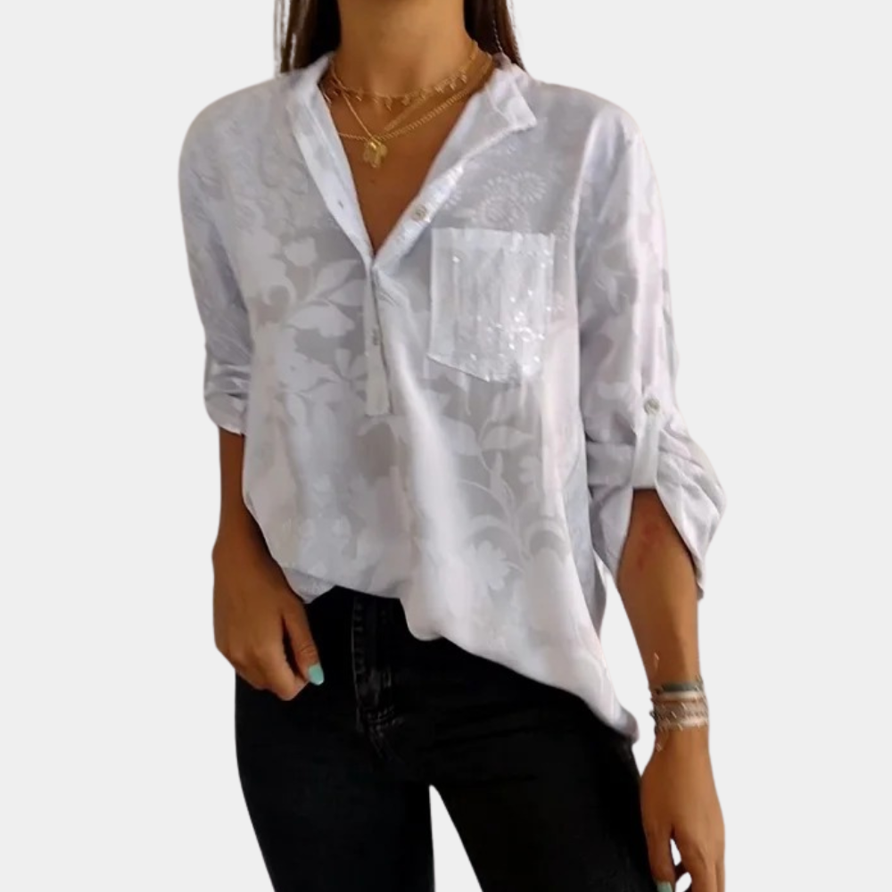 Beatrice Jacquard Button-Front Shirt
