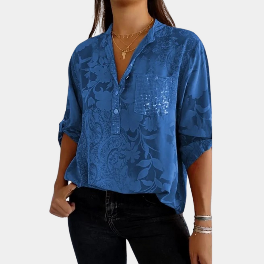Beatrice Jacquard Button-Front Shirt