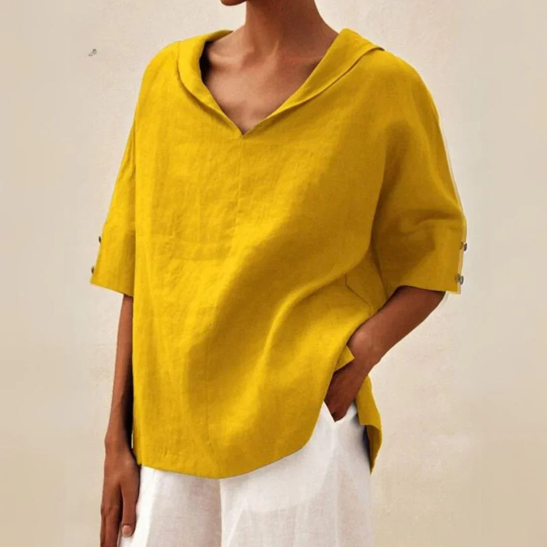 Freya Roll-Tab V-Neck Top
