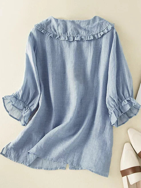 Penelope Ruffle Neckline Shirt