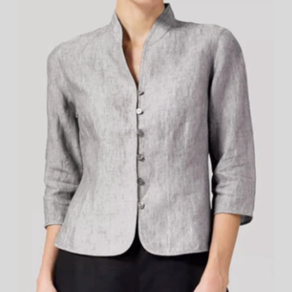 Lottie Mandarin Collar Three-Quarter Sleeve Top