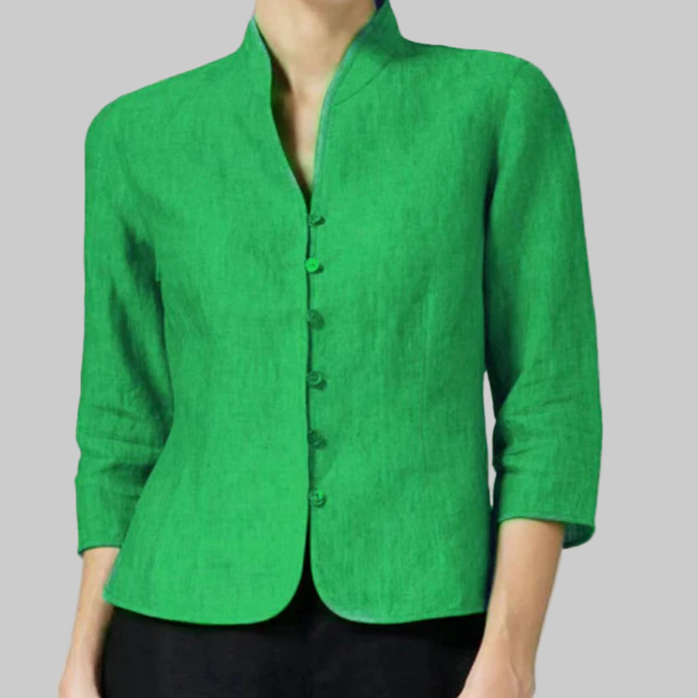 Lottie Mandarin Collar Three-Quarter Sleeve Top