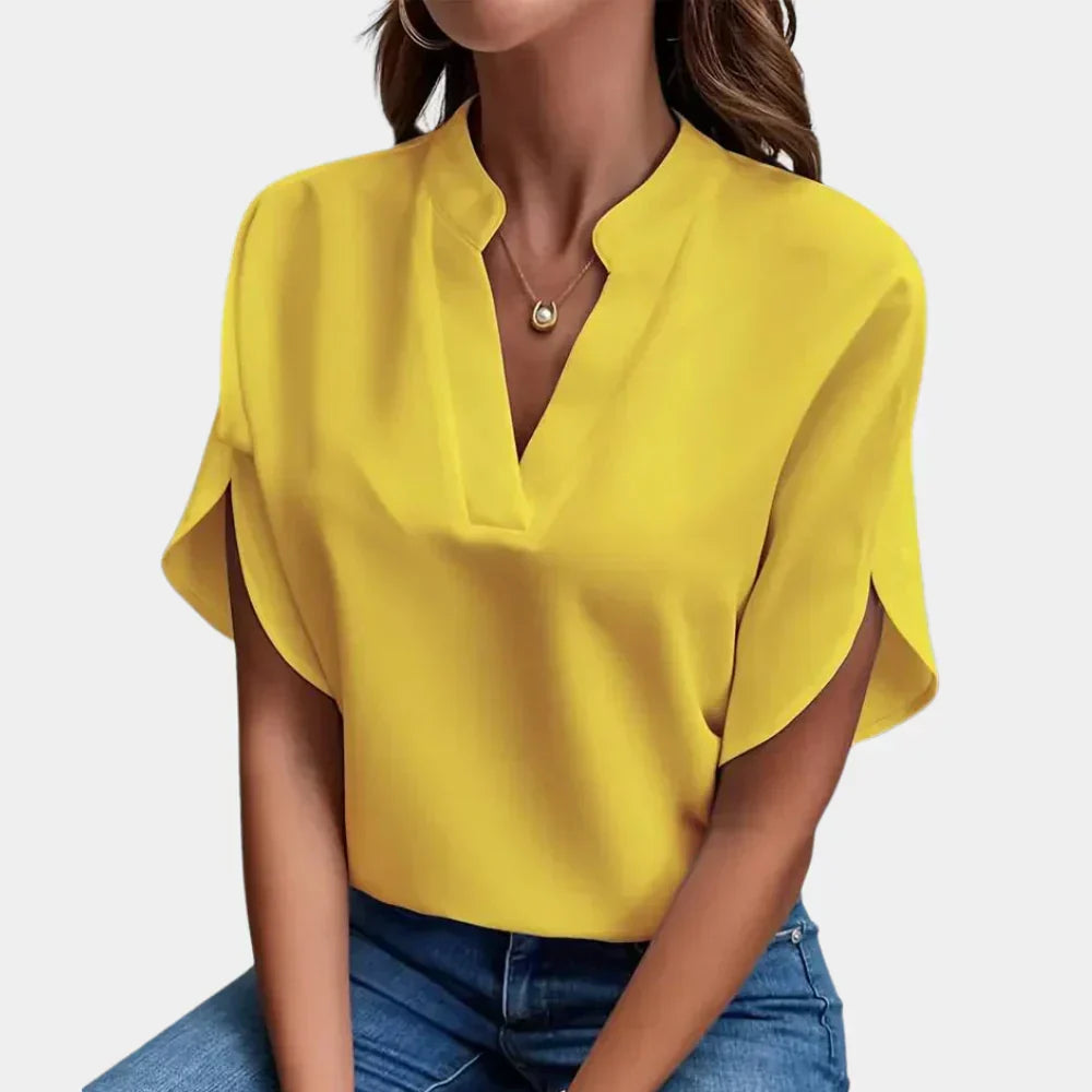 Maeve Split Sleeve V-Neck Blouse