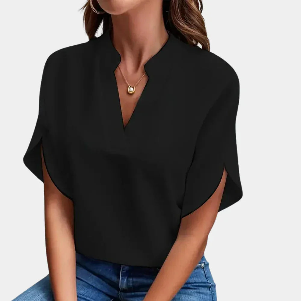 Maeve Split Sleeve V-Neck Blouse